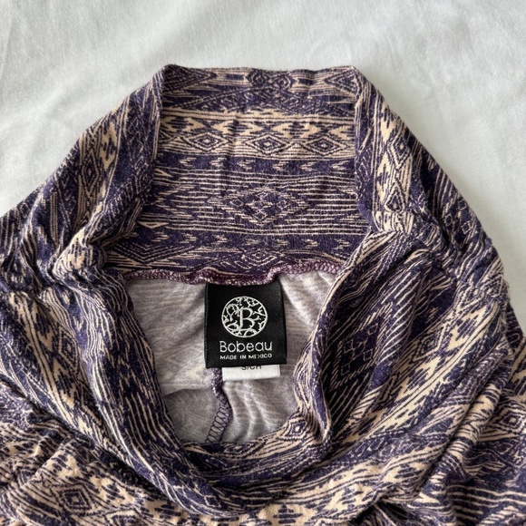 Bobeau Women's Boho Small Pull-On A-Line Midi Skirt Purple Aztec Tribal Festival - Picture 7 of 15